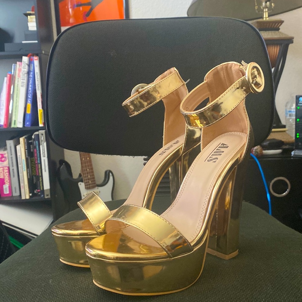 Dolls Kill Public Desire Gold Platform Heels